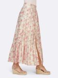 Maxi sukňa s kvetinovou potlačou a výšivkou Linea Tesini, farebná