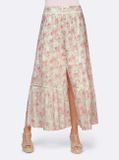 Maxi sukňa s kvetinovou potlačou a výšivkou Linea Tesini, farebná