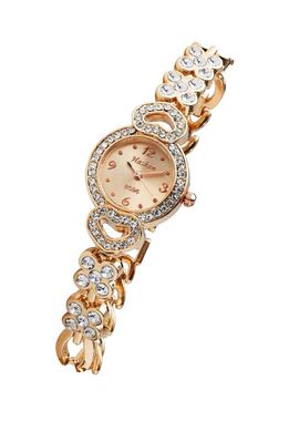 Náramkové hodinky s kamienkami vo farbe ružového zlata Heine
