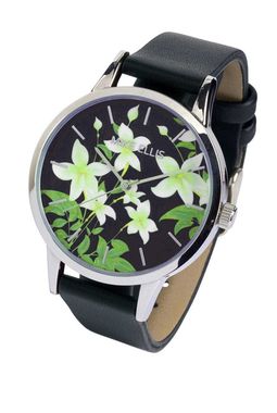 Mike Ellis hodinky v kvetinovom dizajne, čierna