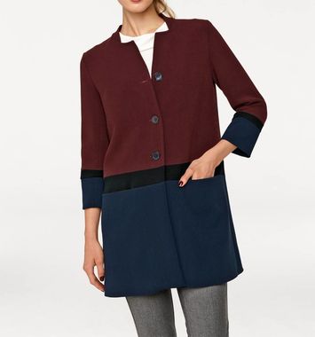 Basic dámsky kabát , bordovo-modrý