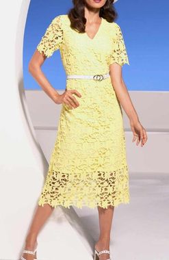 Čipkované šaty Ashley Brooke, citrónové
