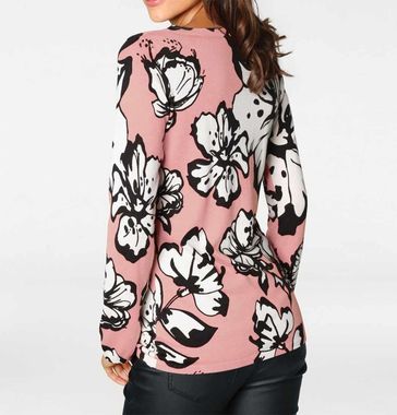 Jemný pletený sveter s kvetinovou potlačou Heine, ružovo-biela