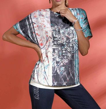 Džersejové tričko s potlačou a vrstveným vzhľadom Création L, farebné