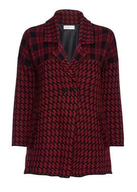 Dlhý vzorovaný pletený kabátik, červeno-čierna