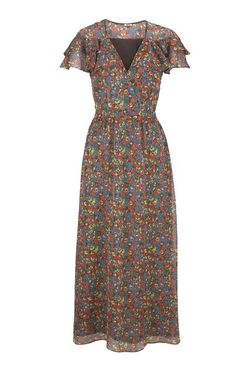 Maxi šifónové šaty s kvetinovou potlačou a volánmi Tommy Jeans, farebné