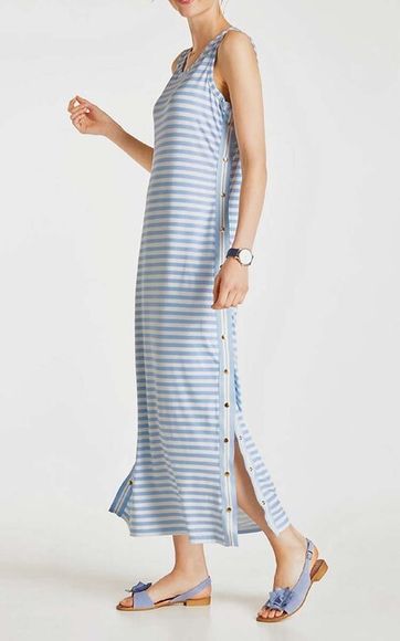 Maxi pruhované džersejové šaty HEINE, modro-biele