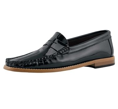 Lakované kožené slipper topánky HEINE, čierne